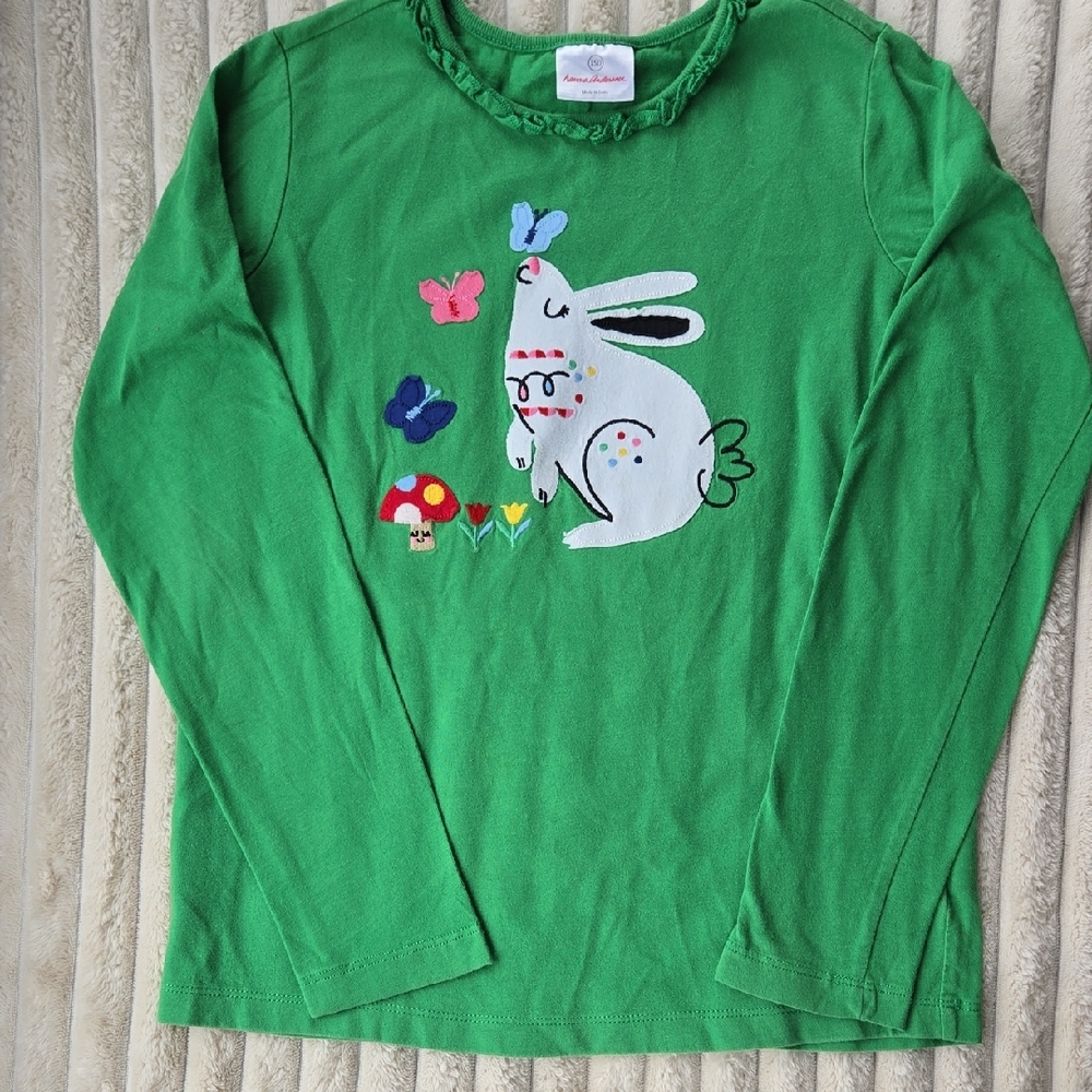 Hanna Andersson Sustainable Cotton Spring Bunny Patch Long Sleeve Tee US 12
